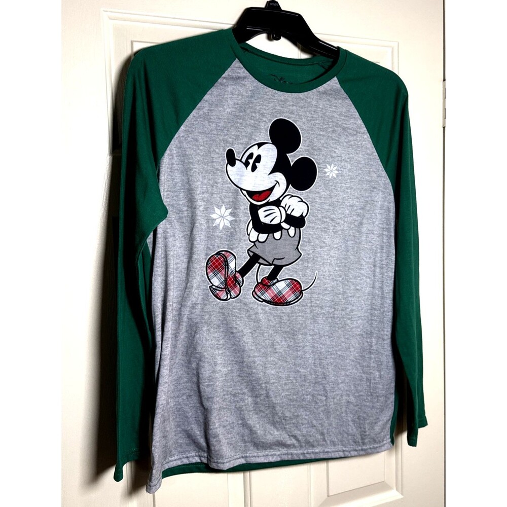 DISNEY Mickey Mouse Crew Neck Raglan Sleeves Gray Pullover Shirt Men's Size M